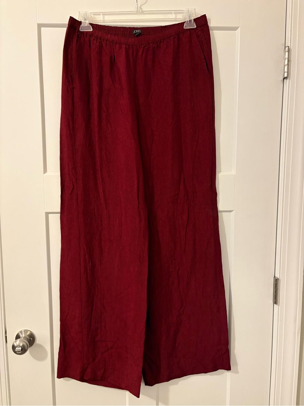 J.Crew Stratus pants in textured satin  Medium Tall in Burgundy - Picture 4 of 5